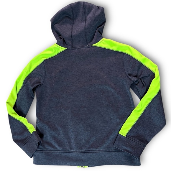 Boys Blue Green Adidas Hooded Hoodie Zip Up Sweatshirt Size Small 8 - Picture 4 of 4